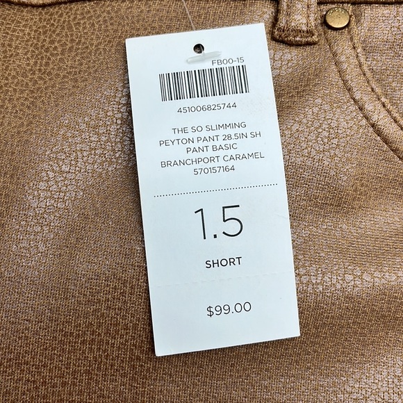 NWT Chico’s 1.5 Short Slimming Peyton Brown Faux Leather Stretch Slim Leg Pant - Picture 3 of 11